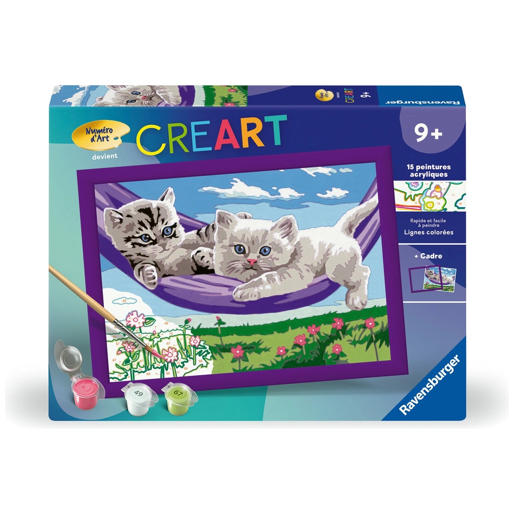 CreArt Peinture Par Numéros Enfants - Lion Avec Bébé - Kit Complet Avec Cadre