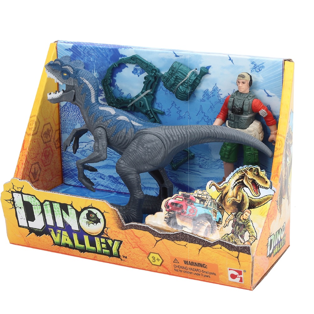 Dino valley - coffret helico lance-disque, figurines
