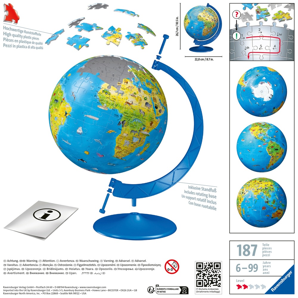 Ravensburger Puzzle 3D Globe Terrestre 187 Pièces Smyths Toys France