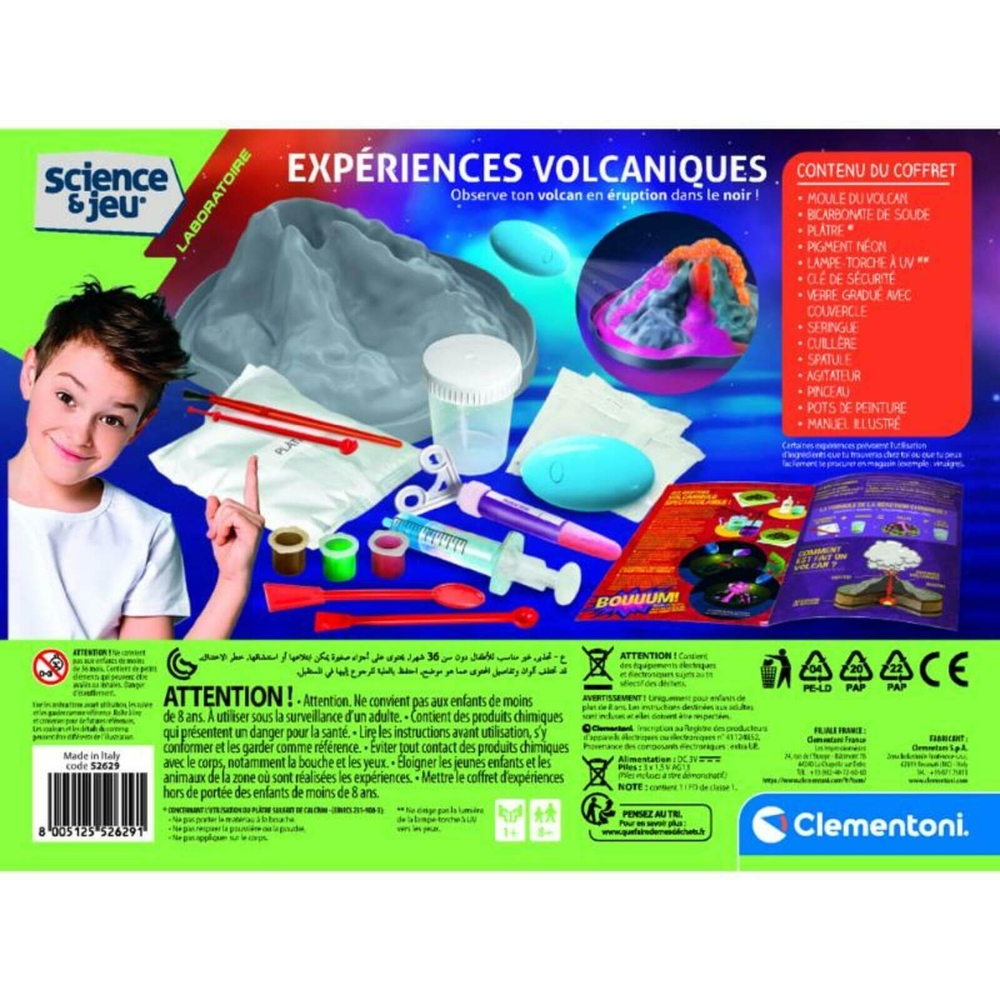 Clementoni - Science et jeu laboratoire, Expériences volcaniques