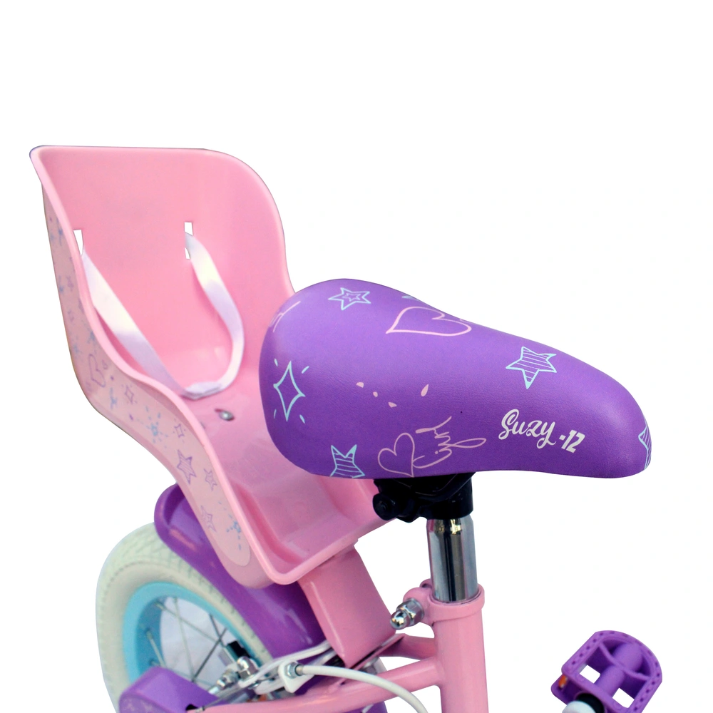 Vélo 12 Pouces Albri Wish – Fille, Lilas, Cadre Métal, Roues EVA, Freins Caliper, Panier, Roulettes, 2-4 Ans