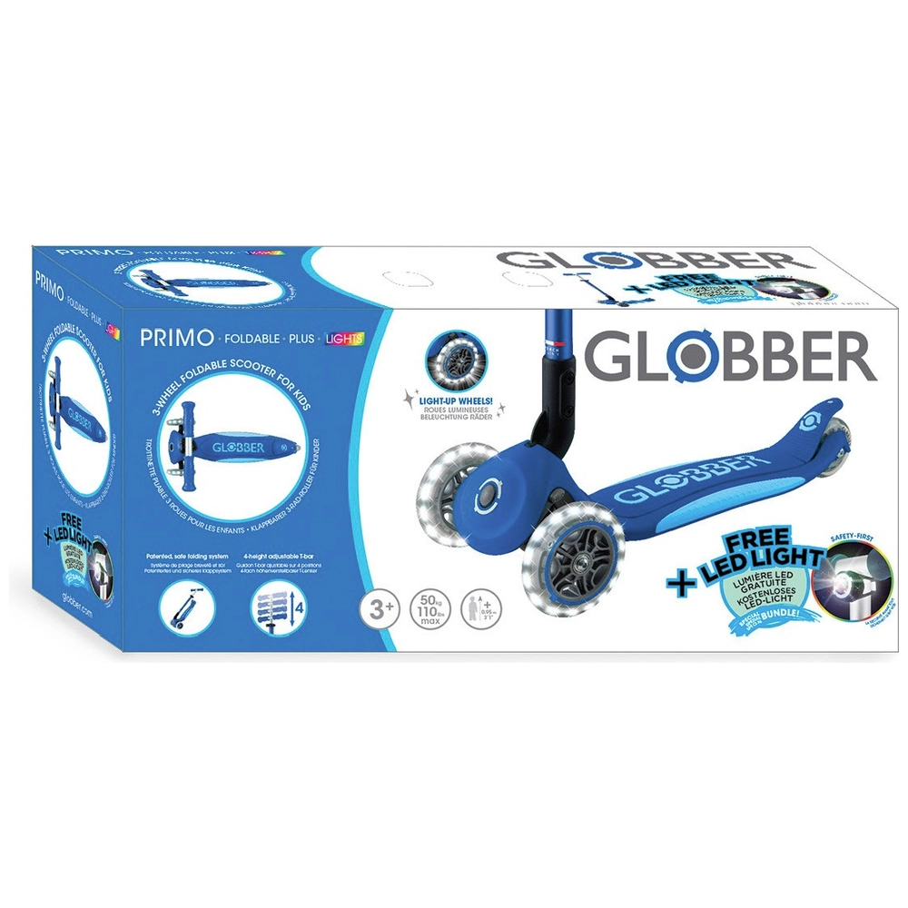 Globber 432-211-3 - Trottinette pliable Primo foldable Lights - La Poste